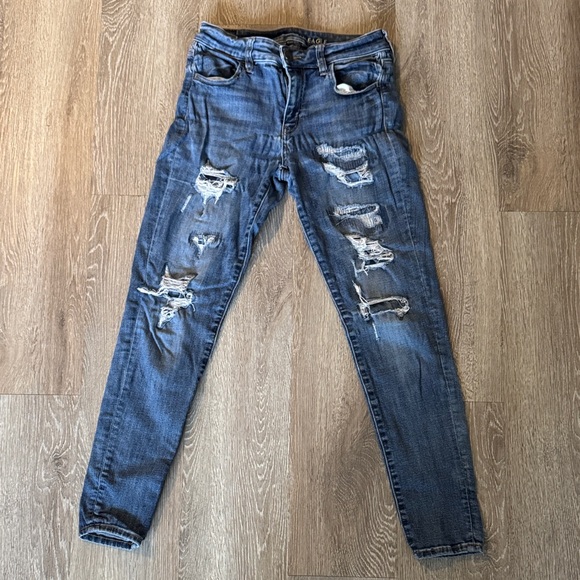 American Eagle Outfitters Ripped Blue Skinny Jeans - Picture 1 of 5